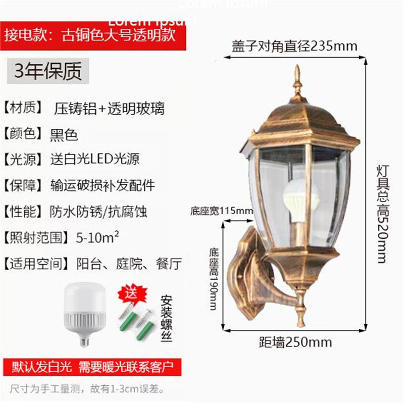 Outdoor wall light waterproof antique courtyard lamp european style outdoor villa pillar wall lamp luxury hexagonal wall sconce - hardwired