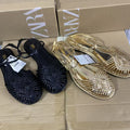 Za2025 new retro round toe flat roman sandals - woven, hollow-out, single strap buckle, fashionable closed-toe sandals