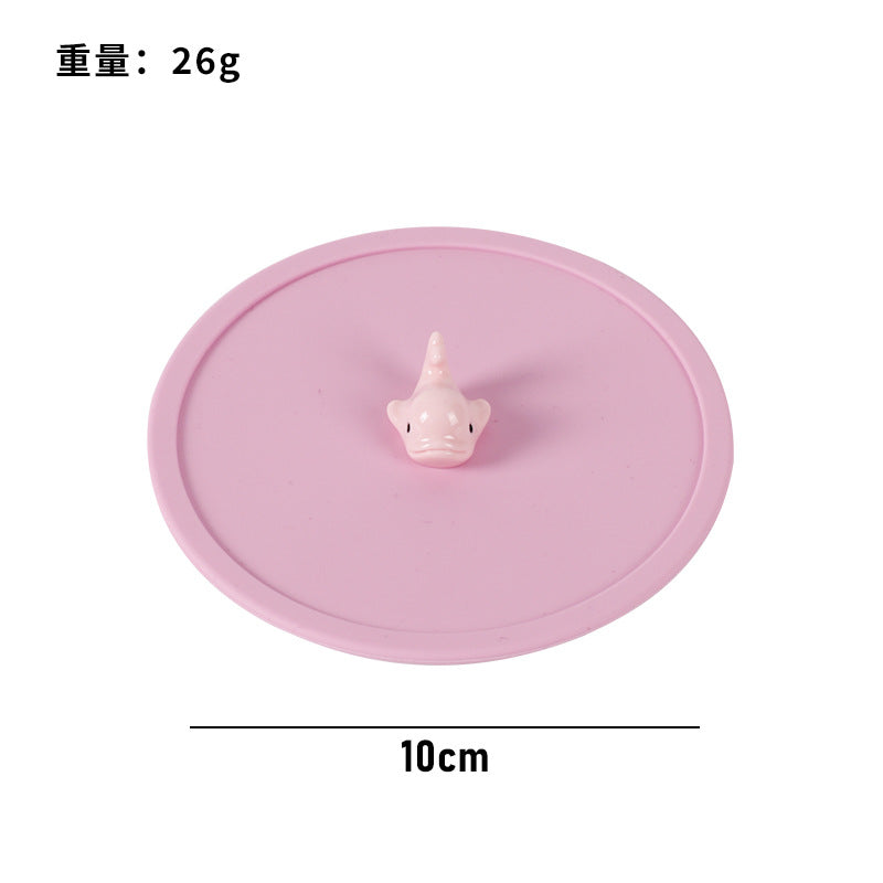 Silicone cup lid - food grade, cartoon design, creative, dustproof, leak-proof tea cup/water cup lid - multi-purpose sealed fresh-keeping lid