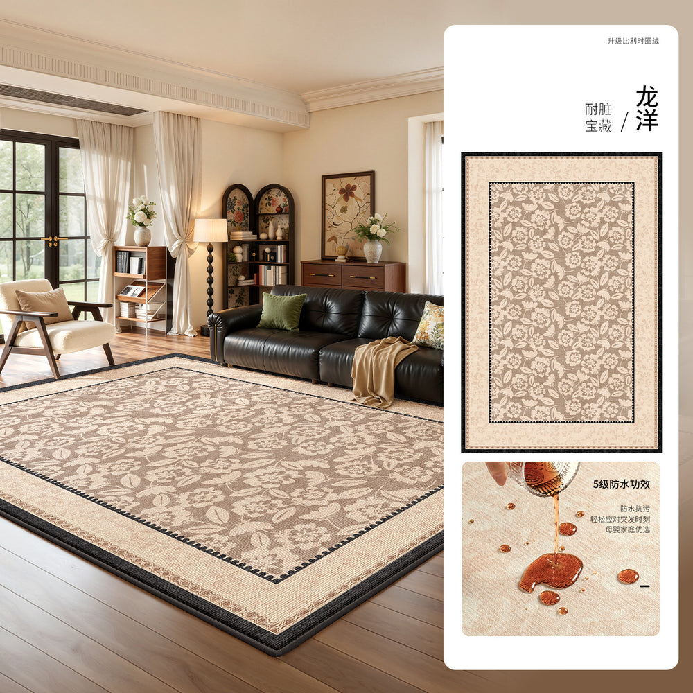 Carpet living room 2026 new retro medieval style no-wash, wipeable, waterproof and anti-fouling, maintenance-free bedroom coffee table floor mat