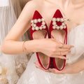 Chinese xiuhe wedding shoes for women 2024 new arrival wedding dress shoes thick heel non-tiring red engagement shoes bridal shoes