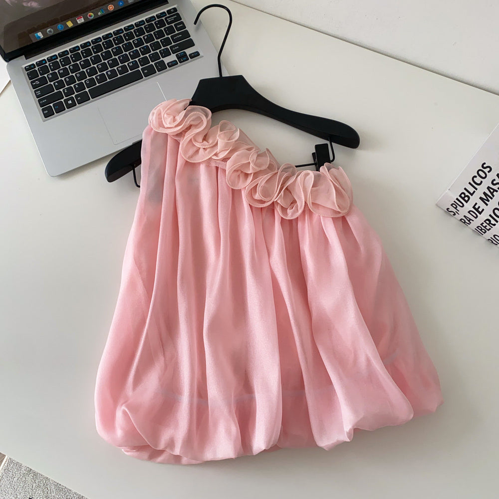 French chic 3d floral pink camisole - sweet & girly summer top for women
