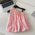 French chic 3d floral pink camisole - sweet & girly summer top for women