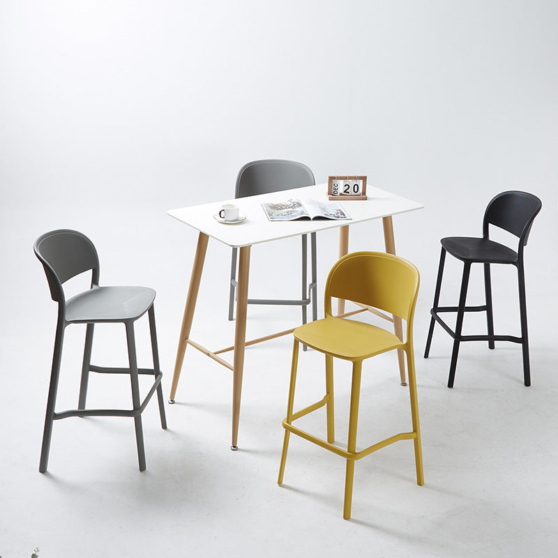 Scandinavian modern casual backrest high chair bar chair stackable outdoor cafe table stool bar chair island chair