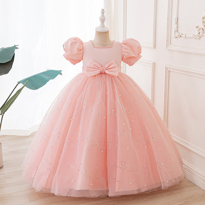 hot-selling dresses for girls, flower girls, wedding dresses, accessible luxury, niche, simple mesh, children's catwalk host costumes