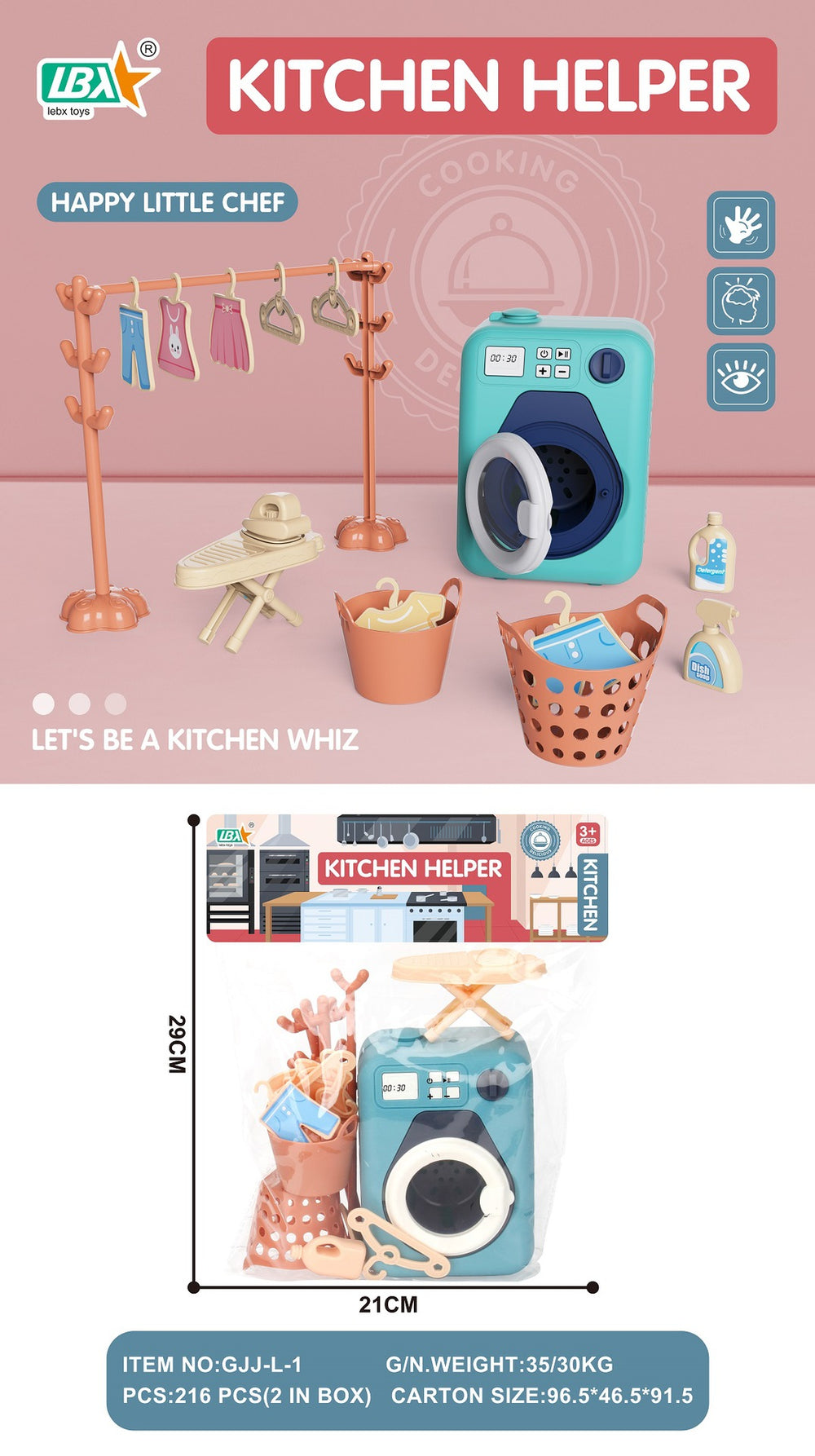 Realistic kitchen pretend play set for babies - mini cooking playset with table, utensils, appliances, and small fridge