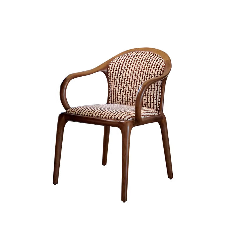Designer villa hotel classy dining chair medieval solid wood fabric armrest back chair tea master chair tea chair