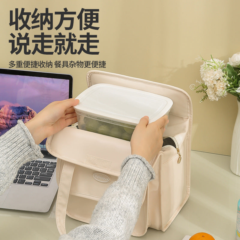 Beilian's new office worker bento bag, student large-capacity portable lunch bag, outdoor picnic thermal insulation lunch box bag