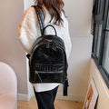 Large capacity women's bag 2025 new korean retro crocodile pattern commuter backpack women's travel laptop backpack