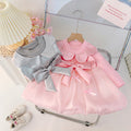 Girls' dress -  autumn korean style, trendy & chic, toddler & little girl, cute & fashionable, bowknot mesh party dress