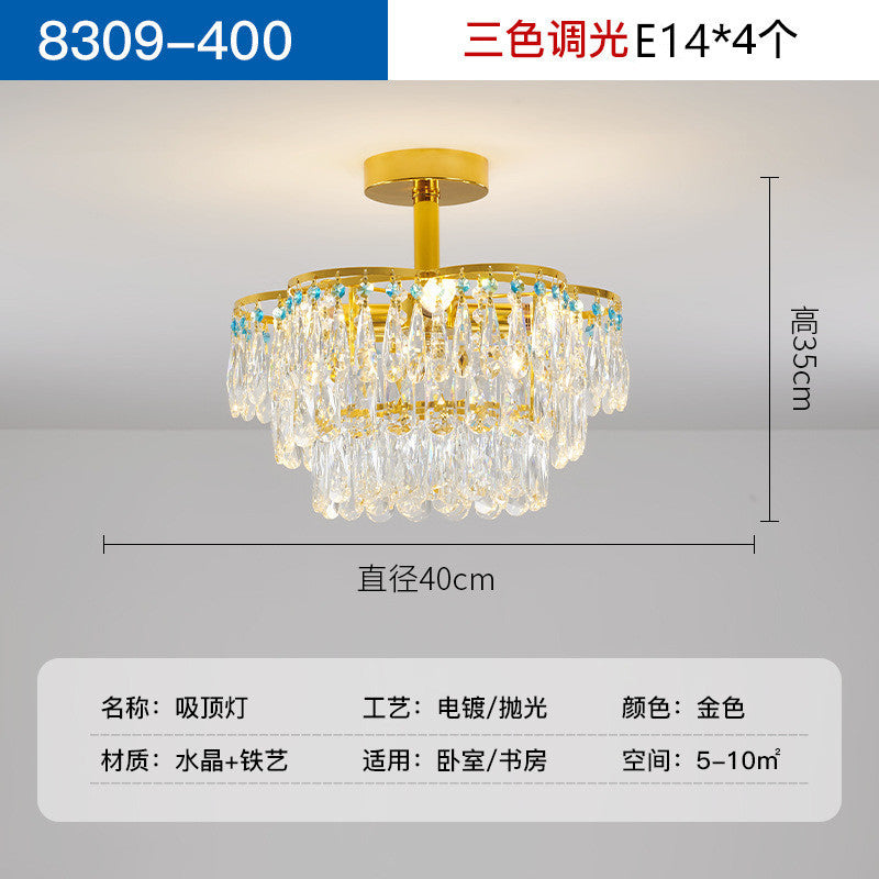 French light luxury bedroom chandelier living room lamp modern crystal lamp high-end luxury villa dining room lamp Zhongshan lighting