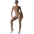New solid color double-sided brushed fleece high-stretch breathable yoga set - women's running, fitness, and workout yoga outfit