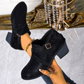Wholesale women's plus size crossover buckle square heel chelsea boots - new autumn/winter  collection with side zipper