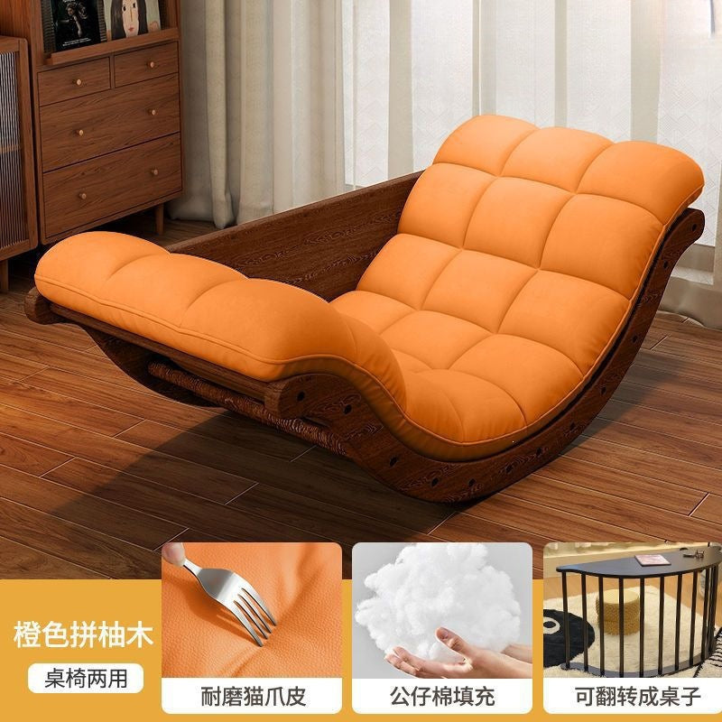 Multifunctional moon rocking chair retro lazy sofa living room balcony for home casual lunch break recliner