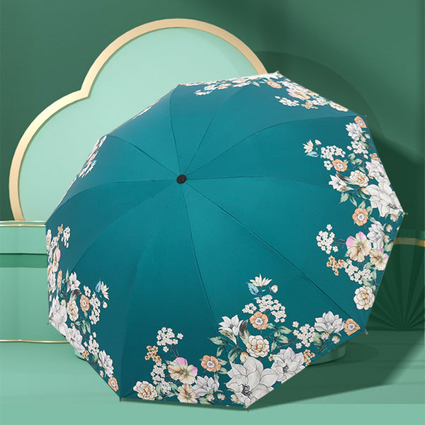 ins wind literary and simple manual umbrella retro flower parasol anti-ultraviolet umbrella female sunscreen sun umbrella