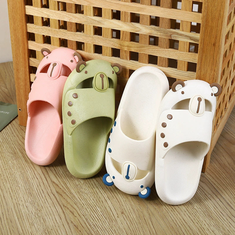 Cute 2023new arrival slippers women's bear crocs funny baotou summer non-slipoutwear sandals feeling like stepping on shit