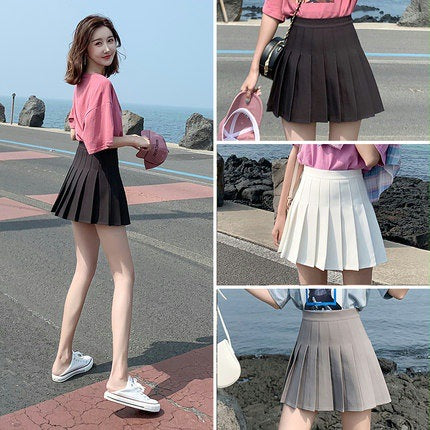 White pleated skirt women's summer skirt black high waist a word small skirt gray 2021 large size fat m
