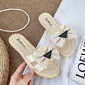 Women's summer slippers - new fashion flat slides with soft sole, soft upper, bow detail, indoor/outdoor non-slip sandals