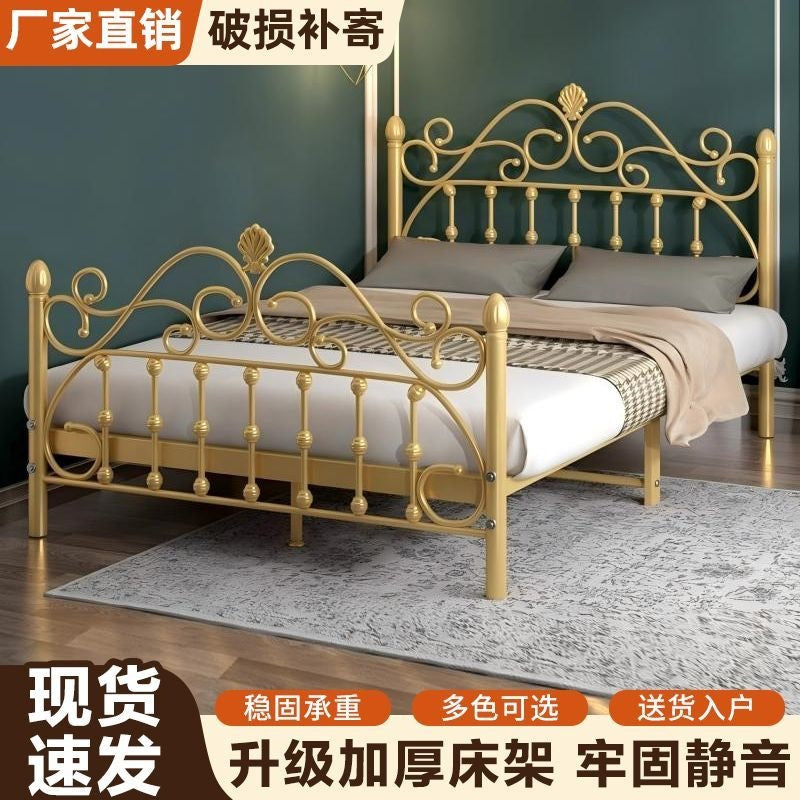 Wrought iron bed - thickened & reinforced, minimalist modern princess bed, trending online 1.8m, double bed, nordic single 1m, iron frame bed