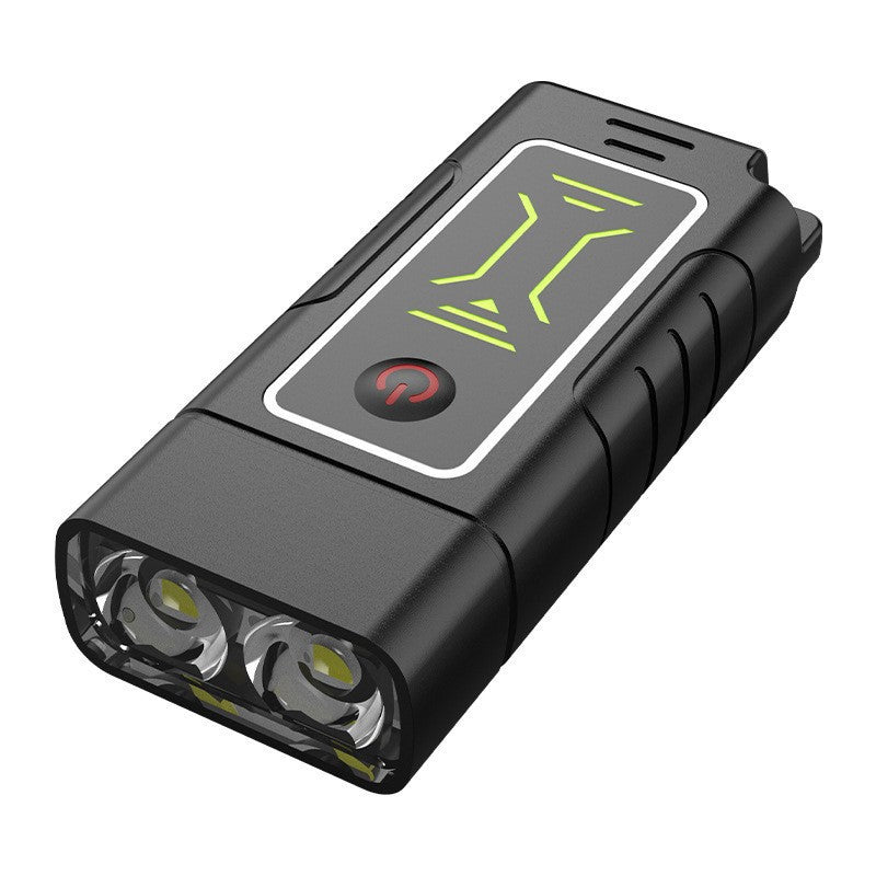 Mini Multifunctional Double Light Flashlight Life Waterproof Compact Lightweight Cycle Charging Outdoor Camping Strong Light Long Distance Shot