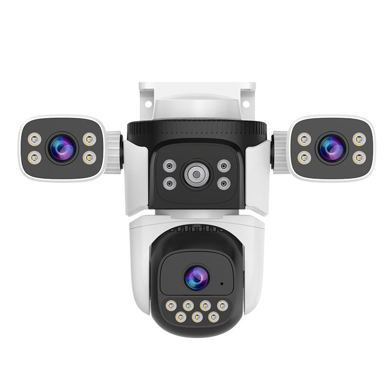 Cross-border outdoor multi-eye camera 360-degree wide-angle gun-ball linkage three-lens dual-screen home camera
