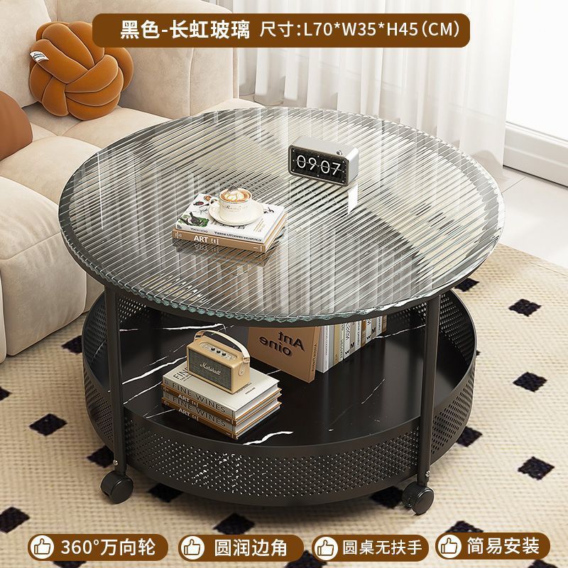 Cream style movable coffee table small apartment living room sofa side cabinet side coffee table simple modern storage trolley