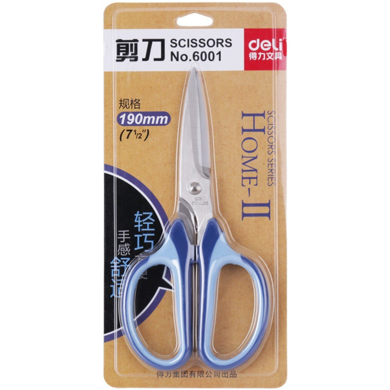 Deli 6001 scissors, office life household stainless steel paper cutters, rubber handles, art scissors, paper cutters