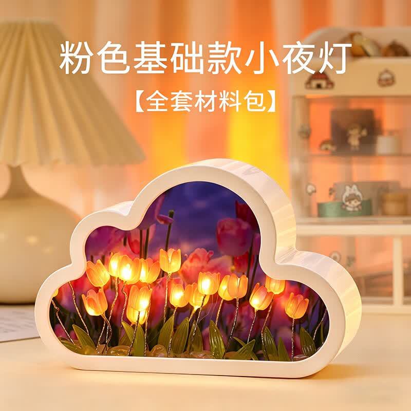 Cloud tulip night light - perfect for mother's day, valentine's day, 520, or as a handmade diy craft kit and birthday gift