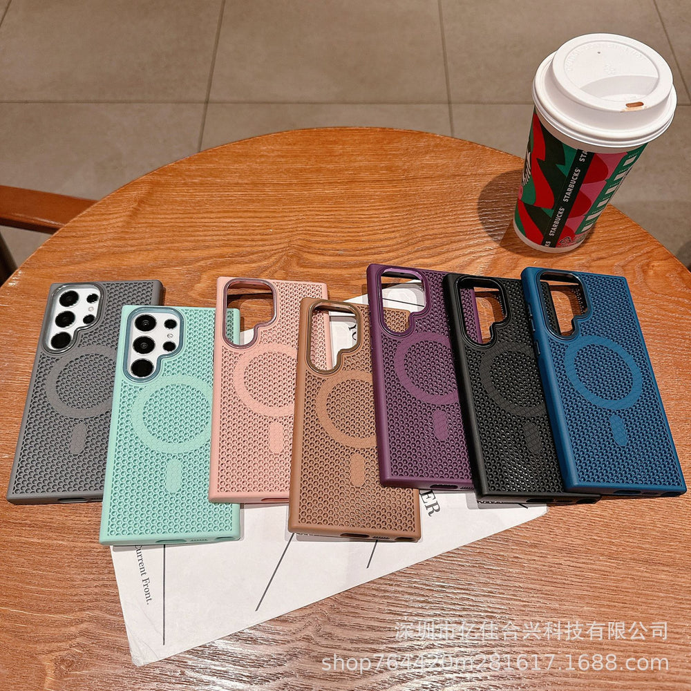 Premium mesh cooling magnetic case for samsung s26 ultra, honeycomb breathable mesh, skin-feel anti-drop for s24/s23