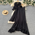 Vacation style yellow ruffles pleated two-piece set female spring autumslimming lookelegantwork clothingsuit skirt classy sense