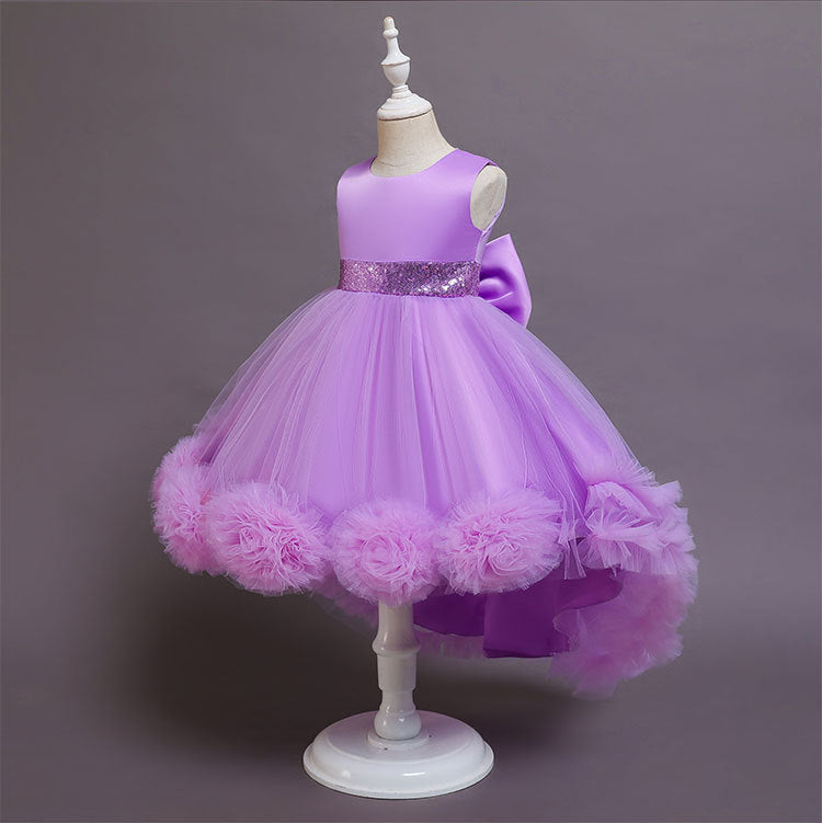 kids dress wave ball flower trailing skirt girl children's day kids program performance princess skirt baby dress