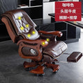Coffee brown - top grain leather + footrest + massage + spring core cushion