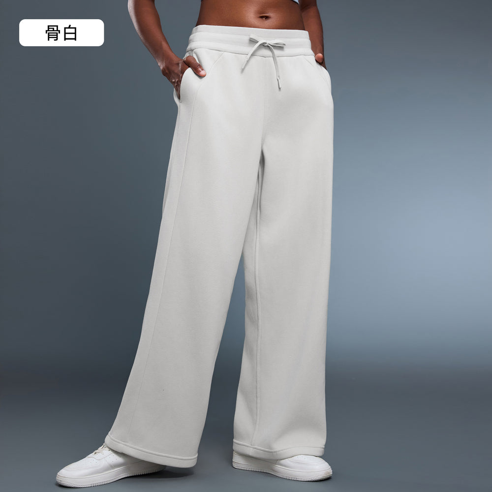 Women's fall/winter fleece-lined thickened straight-leg wide-leg pants - loose fit, warm, slimming, casual, and athletic long pants d25133