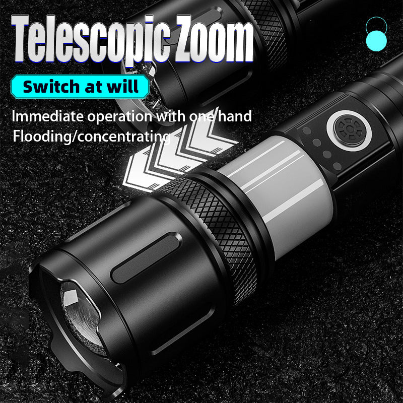 Cross-border charging convenient flashlight outdoor zoom emergency lighting LED lithium battery fire flashlight