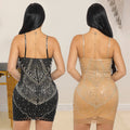 C7035 cross-border   independent station fashion women's hot diamond suspender dress short skirt new