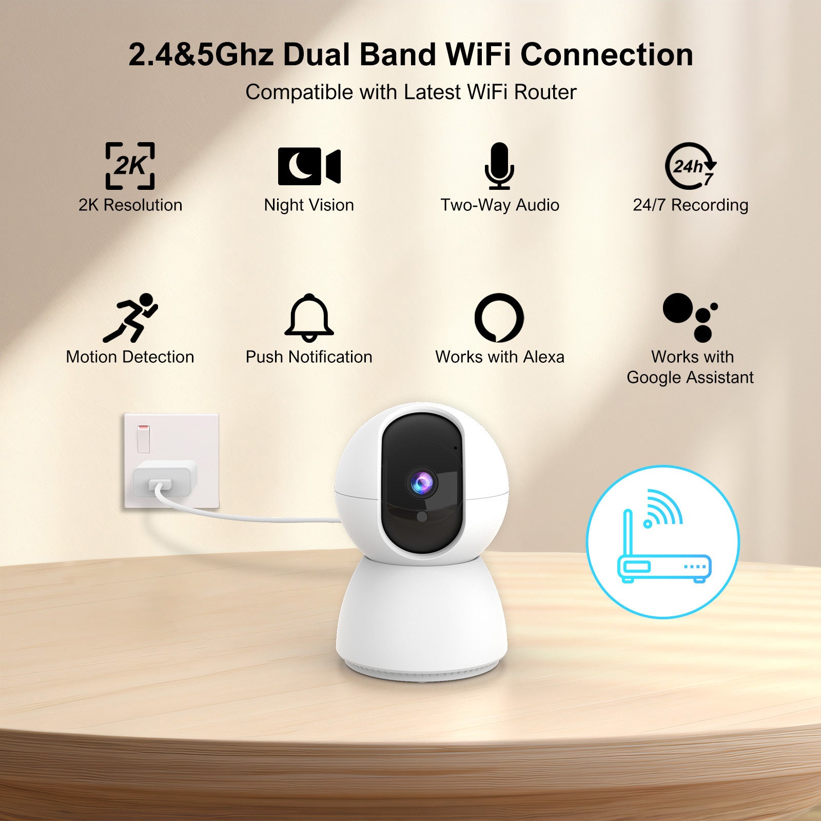 Factory direct sales home wifi camera 360 panoramic monitoring 5G dual-band,   explosion HD monitor