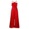D554export women's clothing new arrivalelegantpure colorfashionsexy large flowerpure color pleated african jumpsuit