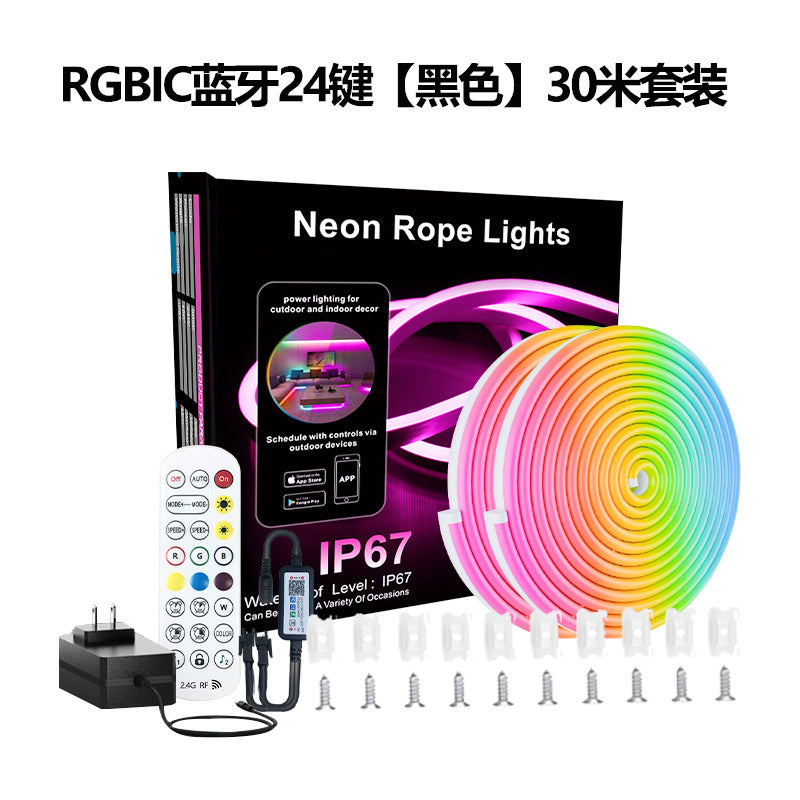 Bluetooth voice-activated magic neon light DIY horse racing water atmosphere light rgb silicone light strip 30 meters  spot