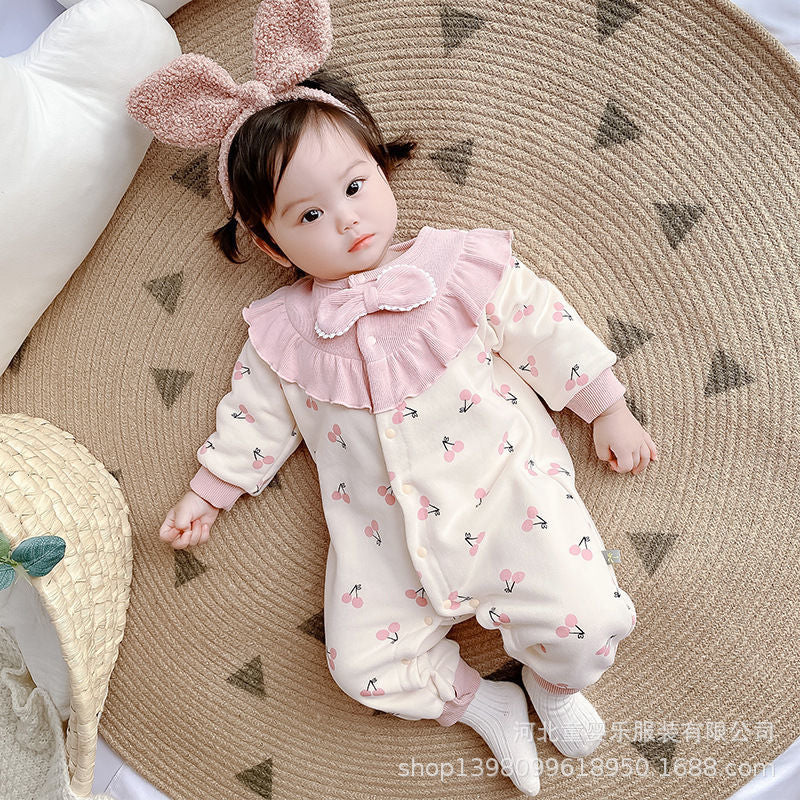 Spring & fall newborn full month infant cute princess style jumpsuit baby girl fashionable super trendy haki outing clothes
