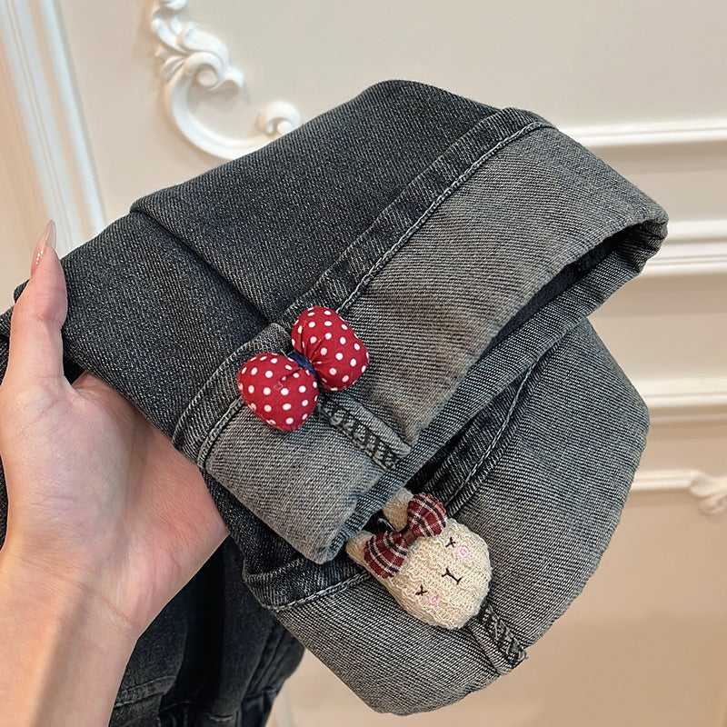 New girls' fall collection: versatile fleece-lined jeans - korean style casual fashion for autumn and winter