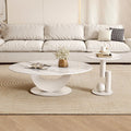 Cream style crescent rock slab coffee table living room for home rental house table classycasual small apartment coffee table combination