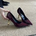 Yx2026new arrival small gold root black suede flatsflats thin heel fashioneasiest for matchelegant pointed toe high heels for women