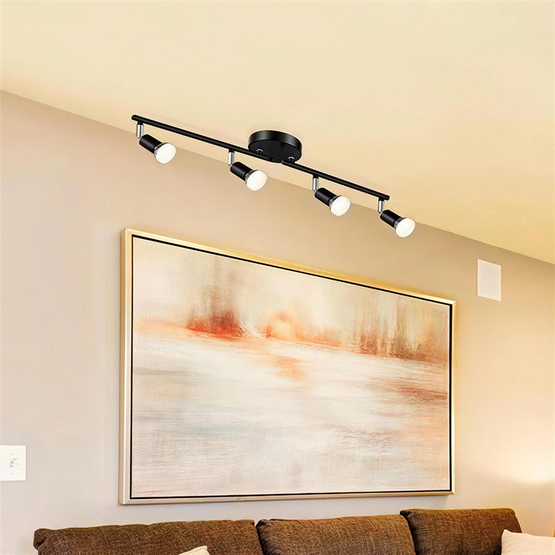 Modern minimalist chrome surface-mounted track lighting fixture for living room, bedroom, hallway, iron ceiling, shop, commercial background wall