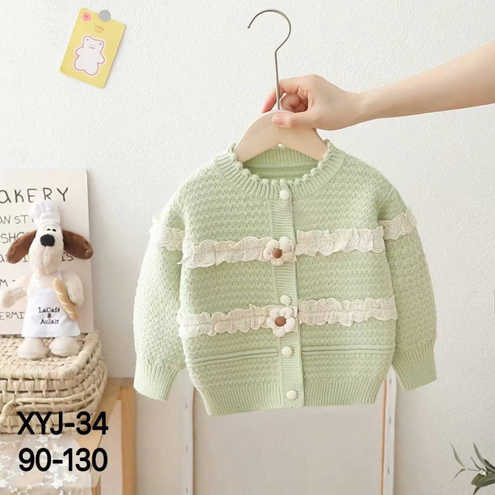 Girls' knit sweater set - new autumn/winter  collection: lace floral top & pants set for little girls