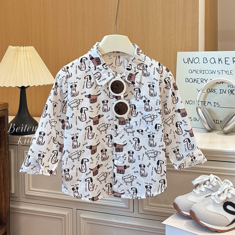 Kids' long-sleeve shirt: new spring/autumn collection - boys' cotton polo shirt, toddler cartoon outerwear, children's clothing