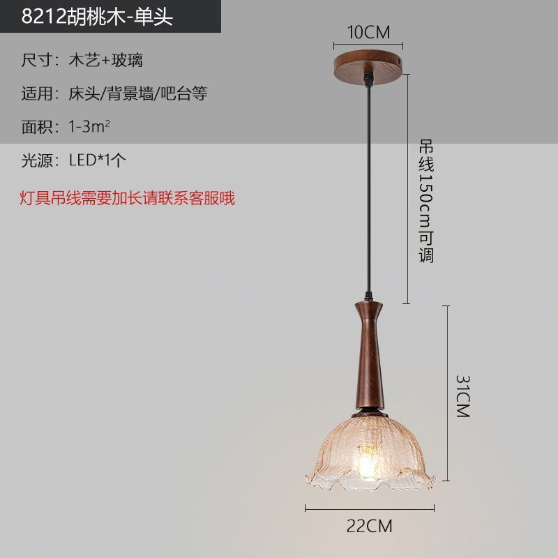 Medieval style lamps bedroom bedside small chandelier bedside table retro restaurant aisle new chinoiserie single head long hanging lamp
