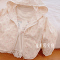 spring/autumn girls' zip-up jacket - white floral hooded outerwear - trendy and stylish baby girl's coat - cute