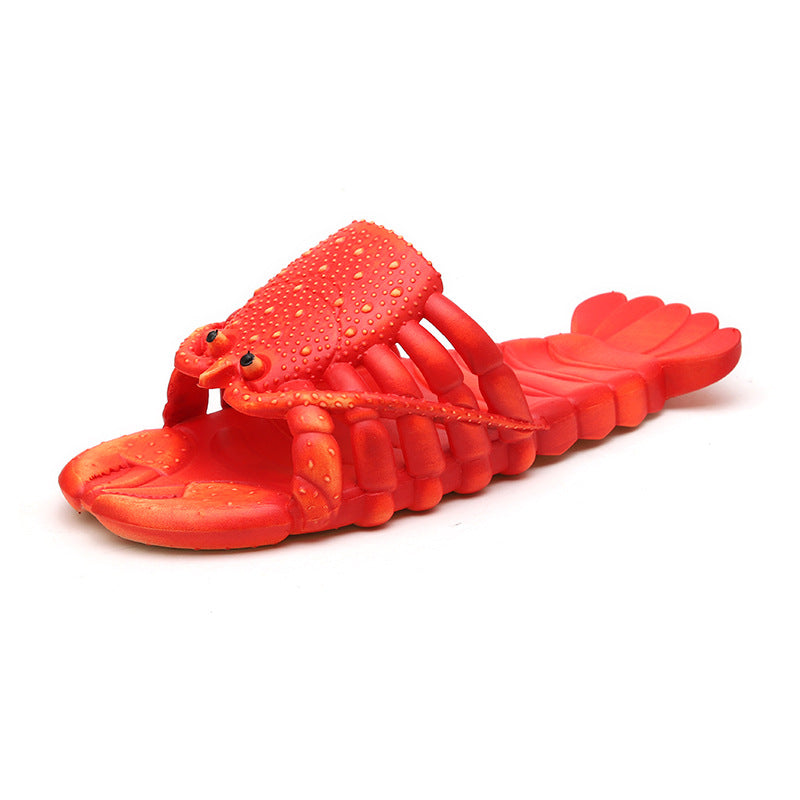 2025 new creative non-slip couple's slippers, parent-child cute lobster slippers, crayfish beach slippers
