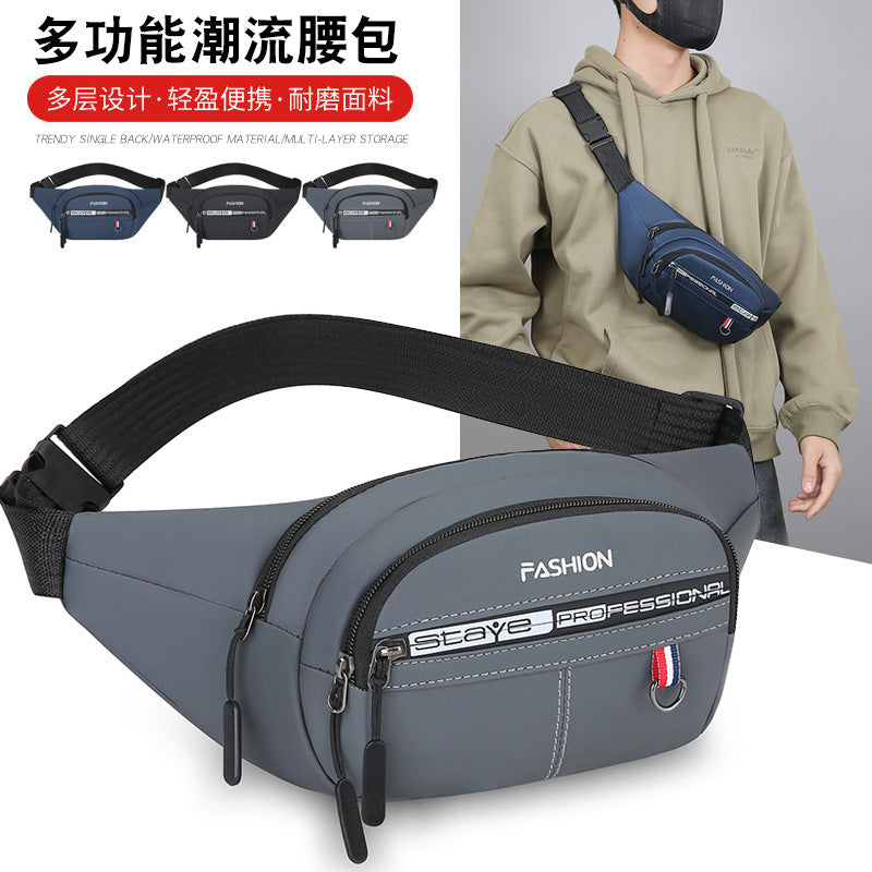 Cross-border new men's fanny pack outdoor travel shoulder bag fashion trend commuting versatile messenger bag cash register breast bag