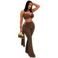 C7485 cross-border   fashion women's sexy summer bandeau top and tie-up pants set - new
